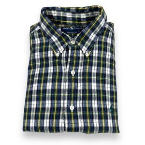 Ralph Lauren Shirt Mens Extra Large XL Plaid Long‎ Sleeve Seersucker Button Down